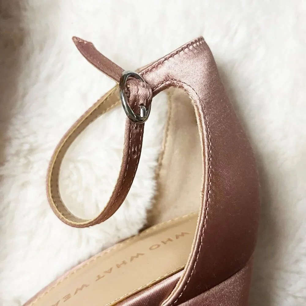 Who What Wear Pink‎ Satin Sydney Platform Heels NWT Size 7.5
